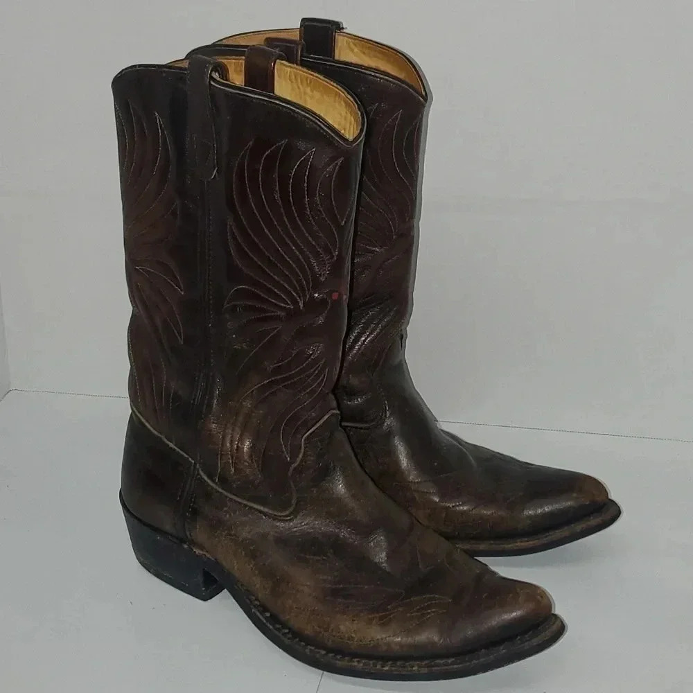 Vintage Rainbow Eagle Cowboy Boots Men's Size 9.5 EE Western Boots - Picture 4 of 16